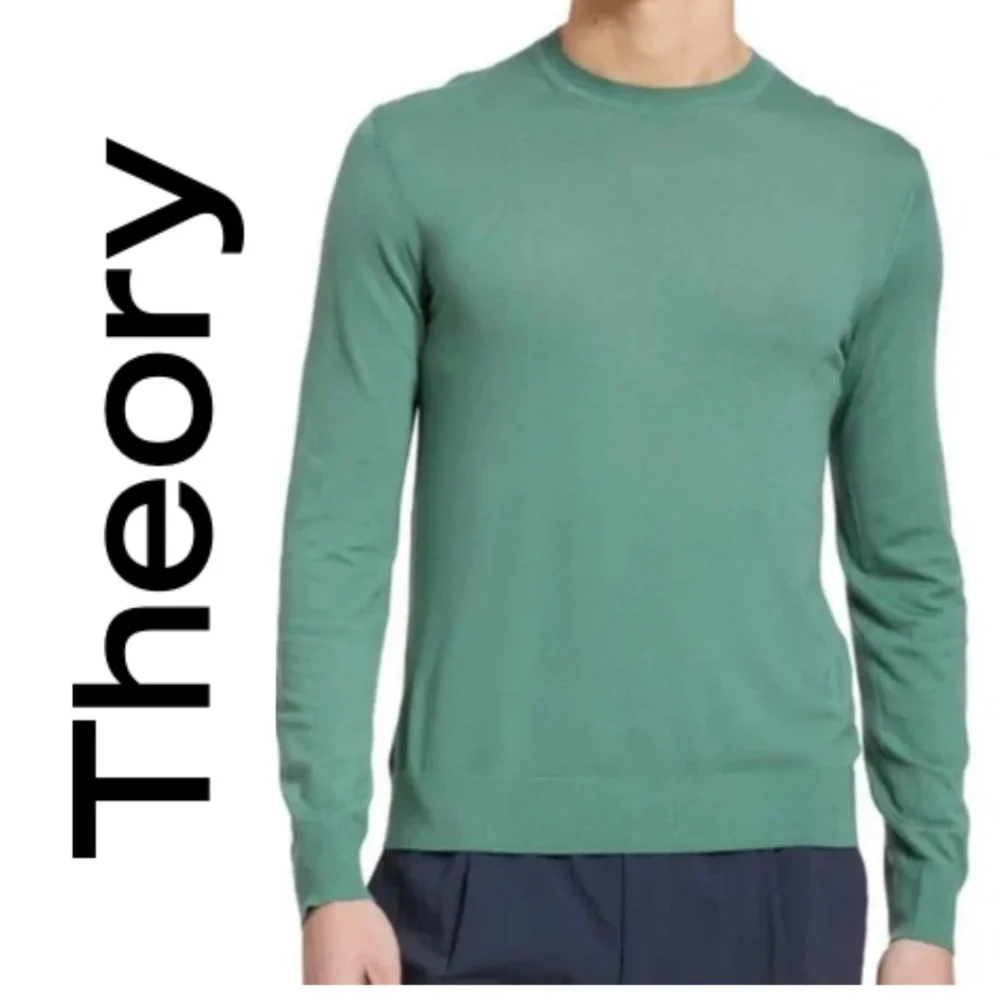Theory Men's Green Regal Wool Crewneck Sweater Size